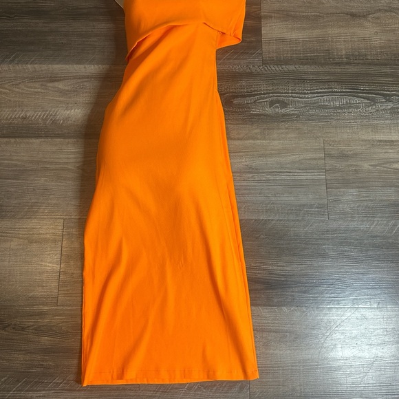 Zara Strapless Dress in Vibrant Orange - Picture 2 of 6